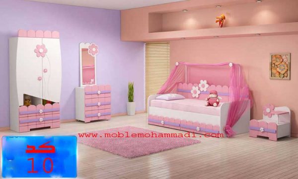 سرویس خواب کودک و نوجوان شامل تخت/ پاتختی/میزارایش وکمدکد10